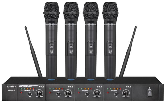 UHF Four Channel Wireless Microphone